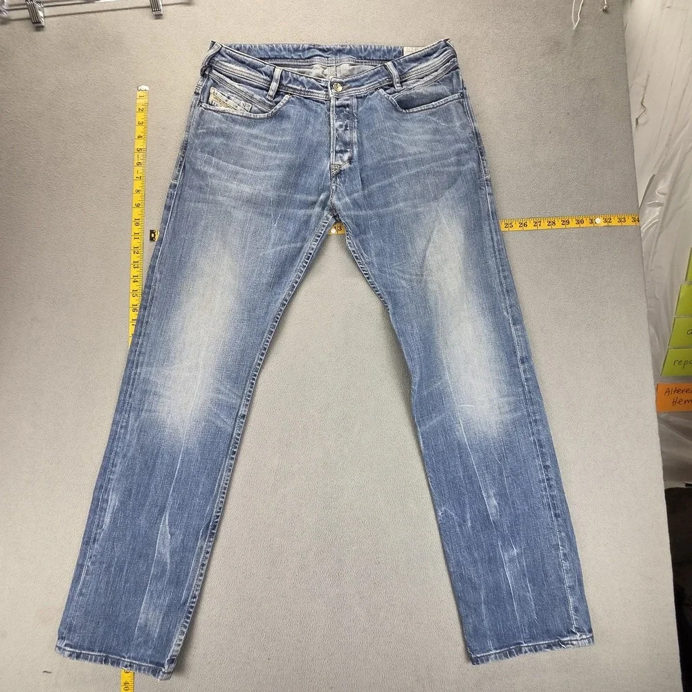 Diesel Jeans Mens 33x32 Blue Poiak Regular‎ Slim Tapered Made in Italy 008C3